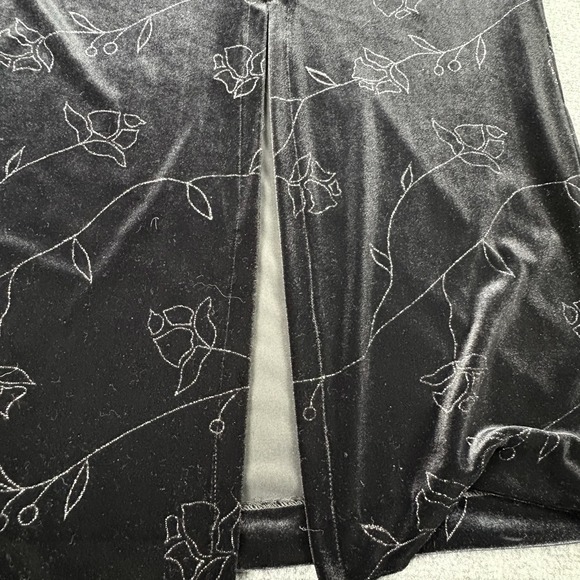 90s Y2K Positive Attitude Dress 8 Black Velvet Glitter Floral Whimsigoth Witchy - Picture 11 of 15